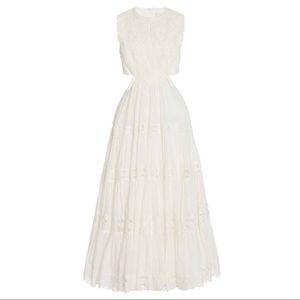 *BNWT* Zimmermann Cassia Cutout Lace-Trimmed White Woven Midi Dress, size 3 (10)